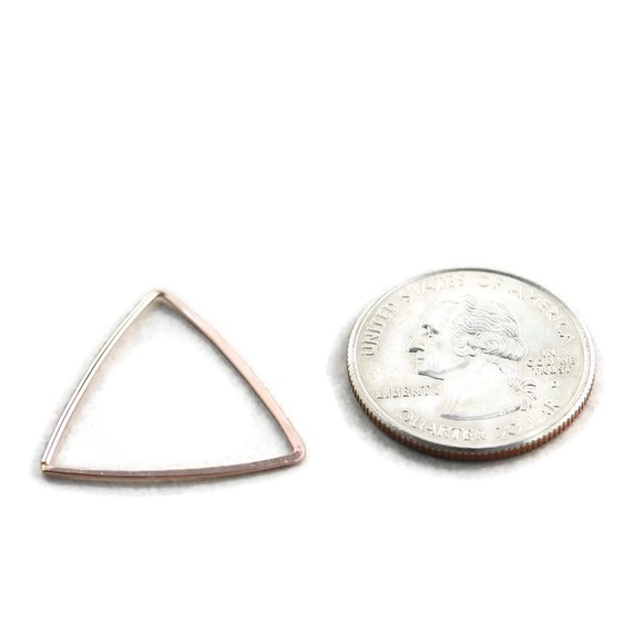 925/14K Triangle Hoop Earrings - Picture 6 of 8